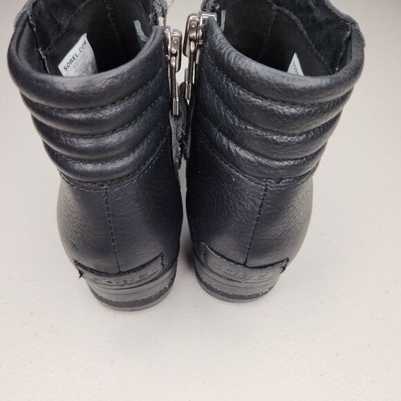 Sorel Danica Womens Size 6.5 Side Zip Waterproof Leather Booties Boots Black - Picture 5 of 9